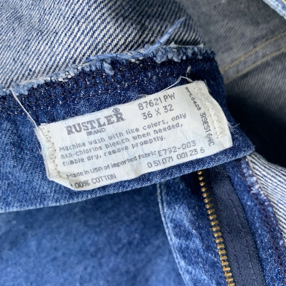 Vintage Rustler Jeans Men 36x32 Made in USA Medium Wash Regular Fit 100% Cotton - Picture 5 of 10